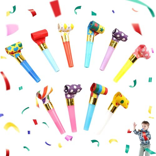 20 Stück Tröte,Partytröten,Tröten Kindergeburtstag,Krachmacher Spielzeug,Trompete Pfeifen Spielzeuge,Tröte zum Anfeuern,Papiertrompete,Blasrüssel für Graduation,Geburtstagsfeiern,Festliche Anlässe