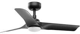 Faro Hey Ventilatore da soffitto piccolo a 3 pale nero opaco con luce 2700-4000 - 6000K Sistema intelligente Tuya