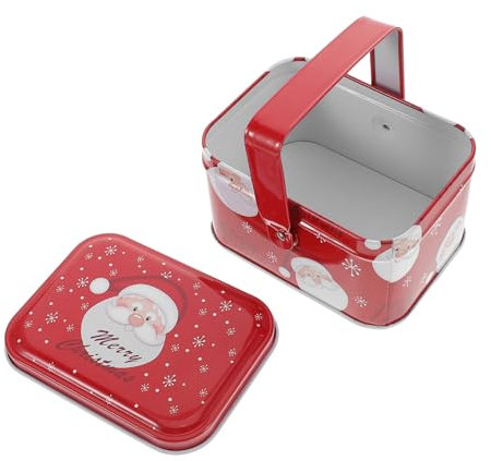 GLEAVI Scatola per Biscotti in Latta Natalizia Contenitore Metallico Riutilizzabile per Dolcetti delle Feste Barattolo Decorativo per Caramelle e Bomboniere