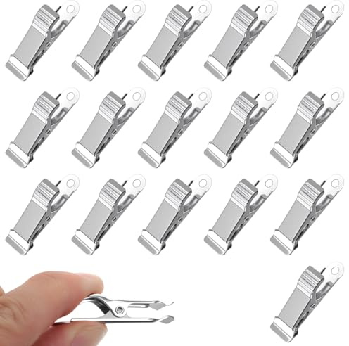 16 Stück Metall Klemmen, 1,3cm Klammern Metall Breite Kleine Federklemmen Silber Krokodilklemmen Vorhang Klammer rutschfeste Mini Wäscheklammern für Bastelarbeiten, Büropapier, Fotos, Vorhänge, Kleid