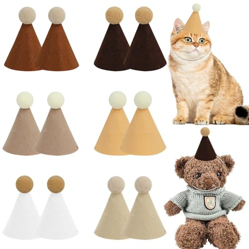 LARDUX 12 Stück Mini partyhüte für kuscheltiere,Kegelhüte für Geburtstagspartys für Stofftiere,Tier-Geburtstagsdekorationen für Kinder und Erwachsene, keine Montage erforderlich wiederverwendbar.