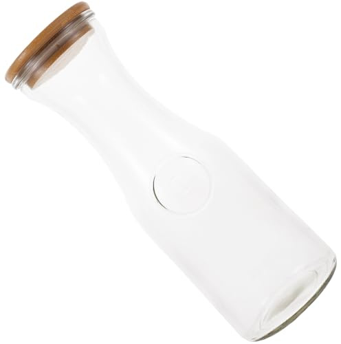 Mipcase Bouteille de Jus en Verre 1000 Ml Transparente Réutilisable pour Boissons Froides et Lait Usage Scolaire et Professionnel