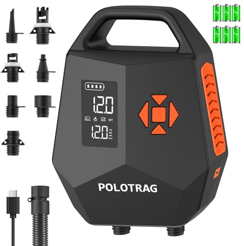 Electric Paddle Board Pump Rechargeable, 20PSI SUP Pump 12000mAh Paddleboard Pump with Inflation & Deflation, Auto-Off, Portable Air Pump for Inflatables, Kayak and Air Mattress