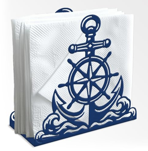 Doodlream Anchor - Portatovaglioli in metallo per tavolo, 15 x 15 x 5 cm, blu moderno, dispenser di tovaglioli per cucina, bar, sala da pranzo e ristorante