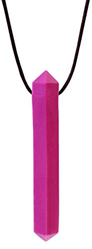 ARK® Kauhalskette in verschiedenen Stärken mit einstellbarer Abreißleine inkl. Logostar® Praxisleitfaden - Sensory Halskette, Beißblock, Kauen, Zahnen, Autismus Crystal glatt weich magenta