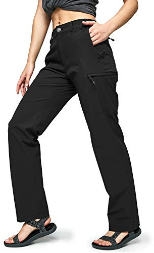 MIER Women's Quick Dry Cargo Pants Lightweight Tactical Hiking Pants with 6 Pockets, Stretchy and Water-Resistant, Black, 4