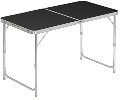 WOLTU Campingtisch Klapptisch Gartentisch Arbeitstisch Balkontisch höhenverstellbar Aluminium MDF Schwarz