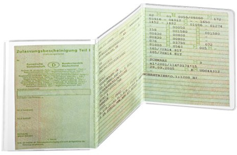 Ausweishülle KFZ-Schein 3-teilig 105x210mm,PP 180my,dokumentenecht (10er Pack)