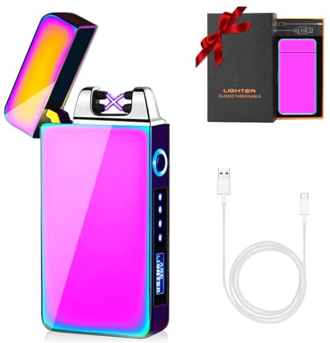KIPIDA Mechero Eléctrico, Encendedor Eléctrico USB Recargable, Regalo Hombres Papá, Regalo para Día del Padre, Llama Prueba de Viento Recargable Encendedor para Hombre Papá Mujer Cocina