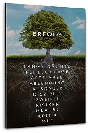 Hustling Sharks® Motivationsbilder als XXL Wandbild Baum des Erfolges - Hochformat (Acrylglasbild, 60 x 90cm), Bilder Büro, Erfolg Bild, Bilder mit Sprüchen, Wanddeko Büro