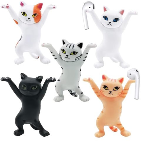 Lot de 5 Décorations Figurines de Chat Pots à Crayons en Forme de Chats Dansants Modèle de Chat Intéressant Support de Papeterie pour Chat,pour Décoration de Bureau pour Les Amoureux Des Chats