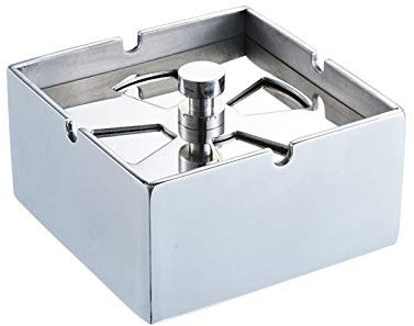 Cendrier pour cigarettes Cendrier en acier inoxydable Cendrier en rotation carré multifonctionnel avec cendrier coupe-vent de couverture Grand salon de salon ménage Cendrier moderne décoratif portable