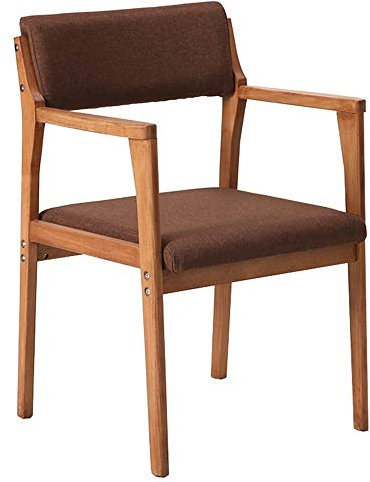 SAFWEL Sessel Esszimmerstühle Retro Side Dining Büro Lounge Chair Mit gepolstertem Pad Wohnzimmer Sessel Abnehmbarer Stoffbezug Arbeitsstuhl aus massivem Holz Lagergewicht 150kg (Color : Brown)