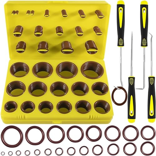 XBVV 382 PCS 30 Größe SAE FKM Viton O-Ring-Kit für verschiedene chemische, Luft-und Raumfahrt, Zylinder, Hydraulik, Automobil-Motoren und Sanitär O-Ring-Reparatur mit 4-Teil Pick-Set