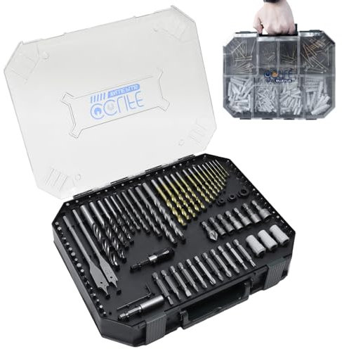 CCLIFE Set di punte da trapano 400 pezzi, per legno, metallo, pietra, plastica e mattoni. Cacciavite-PH PZ SL Torx, Include trapano a rotazione HSS, Punte piatte per legno e viti