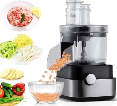 CHRISK Commercial Food Processor,600W Electric Vegetable Dicer Chopper,5 in 1 Professional Veggie Shredder Grater Multifunctional Meat Grinder Blender