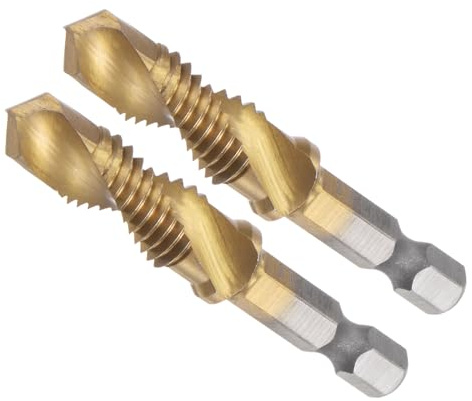 CoCud 2 Pièces Foret-Taraud Combiné Taille de Filetage M10 x 1,5 | Acier Rapide Revêtu de Titane 4341, Queue Hexagonale de 1/4, pour Aluminium Acier Inoxydable Plastique