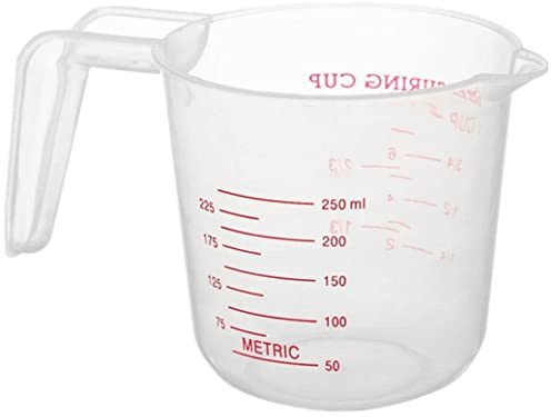 SouiWuzi Pyrex Measuring Jug,Plastic Measuring Cup with Scale Handle 250Ml Transparent Measuring Cups Nesting Stackable Container for Liquids Dry Solid