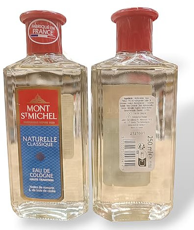 Eau De Cologne Française, La Veritable, 250 ml, Naturel, Plusieurs Parfums Notes: Boisé et Agrume/Ambrée Authentique/Romarins et Hésperidé (Romarins et Bois de cèdre)