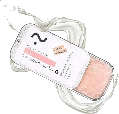 Fierce Nature Contour Balm, Pure Organic Tallow Makeup, Moisturizing, Non-Toxic Face Care -15g (Rose Tint, 15g)