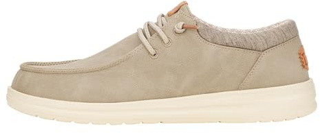 HEYDUDE Men's Paul Classic Taupe Grey Size 11 | Men’s Shoes | Men's Lace Up Loafers | Comfortable & Light-Weight