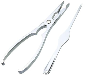 Crostacei Pinza per Aragoste e Scampi, Pinza per Crostacei in Metallo, Apri Granchio Astice Argento Lucidato (2, ZINCATO 18CM)