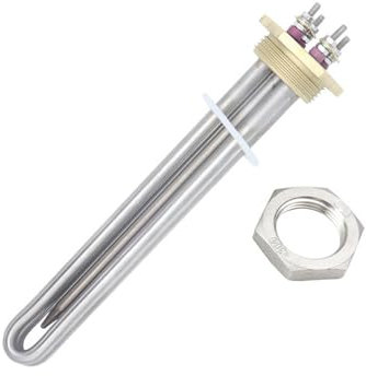 LVSELINGI Chauffe-Eau Solaire Tubulaire à Immersion 12V, 300/600W, élément Chauffant, Fil de cuivre DN32, avec Tube de Thermostat Cheerfully(Heater Nut,12v 600w BSP)