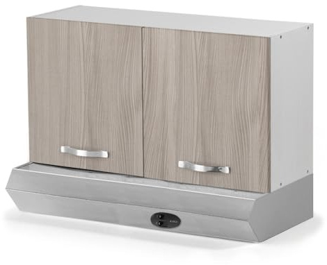 REDÒKASA Pensile per cucina componibile da 90 cm con due ante, realizzata in legno 100% MADE IN ITALY disponibile con o senza cappa (Cappa Inox, Olmo)