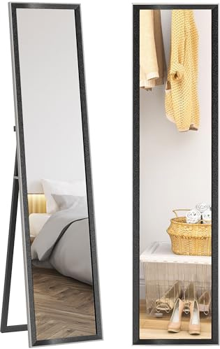 HOMCOM Full Length Mirror 37x157cm Wall Mounted Free Standing Leaning Black