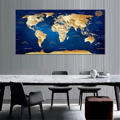 Diamond Painting Mappa del mondo Diamond Painting Grandi 60x150cm Retro Pittura Diamante Kit Completo Square Diamantini Crystal Art Ricamo a Punto Croce Hobby Creativi Mosaico Crafts Regalo CPX-1015