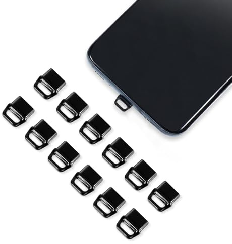Kinretixia 12 pieces USB C dust cover with large hook, compatible with iPhone 15-16 Pro Max, effective USB-C dust stopper, USB C dust plug protection