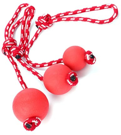 Qukaim Hundespielzeug Hundespielzeug Hundespielball Seilspielzeug, interaktiver bissfester Gummiball mit Seil für Outdoor-Training, 6 cm/2,4 in Ball, 5 cm/2 in Seil, sicher für Hunde