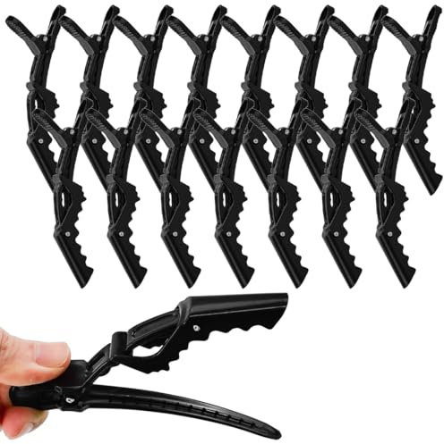 MOLIMOLI 15 Stück Abteilklammern Friseur Haarklemmen, Haarklammern Friseurbedarf Schwarz, Krokodil Haarspangen, Friseurklammern, Haarclips und Haarklammer Friseur für Styling