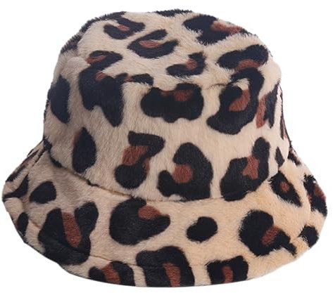 BESTYASH Fischerhut Mit Leopardenmuster Fell Winddicht Atmungsaktiv Sonnenschutz Warme Kappe Für Den Unisex-Herbst