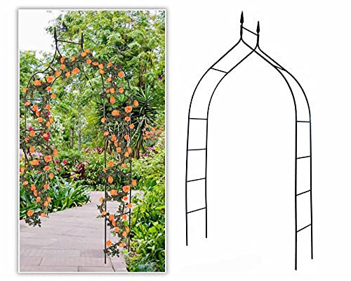 Metal Gothic Wedding Arch Iron Archway for Garden 8.5Ft High and 4.6Ft Wide Outdoor Patio Backyard Arbor Trellis for Climbing Plants.