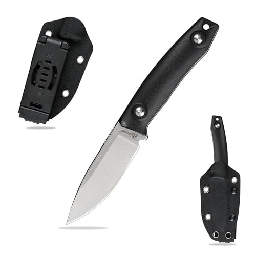 SDOKEDC DC53 Stahl Outdoor messer Jagdmesser Feststehende Klinge G10 Griff mit Kydex Scheide für Männer EDC Camping Survival (Weiße Steinwäsche + schwarzer Griff)