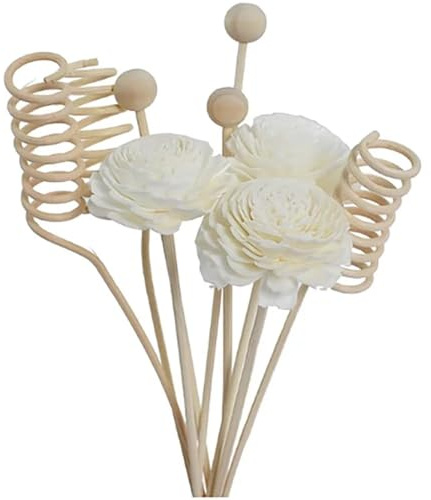 HiyyFloy Ensemble De Bâtons De Diffusion 9 Pièces, Fleur Artificielle, Diffuseur De Parfum en Rotin, Bâton De Recharge, Recharge De Remplacement Floral, Bâtons De Rotin