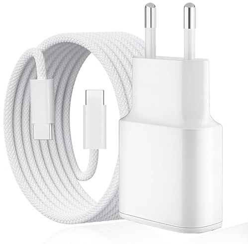 XRX 20W Ladegerät für AirPods 4, AirPods Pro 3 (3. Generation), Pro 2 (2. Generation), Max 2, USB C auf USB C Gewebekabel für iPhone 17/17E/16E/16/15, 17 16 15 pro Max/Plus,17Air Netzteil kabel