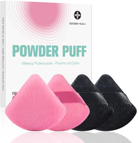 EIGSHOW Dreieck Makeup Puderquaste, Gesichtsschwamm Weiches Plüsch puder schwamm, Geeignet für baking Powder Makeup oder Blush Schwarz und Rosa 4er Pack (M111)