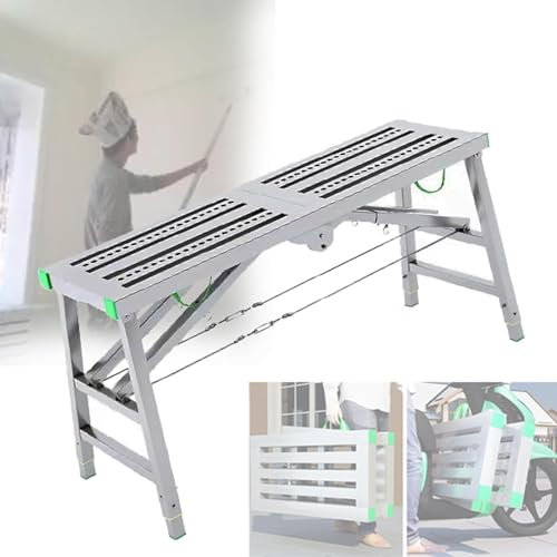 XCHSXYL Piattaforma di Lavoro Regolabile in Altezza, Attrezzatura per ponteggi, Scala Pieghevole in Alluminio per Lavaggio Veicoli, Pulizia finestre, lavori di Manutenzione Fai da Te (160 cm/5,2 Pie
