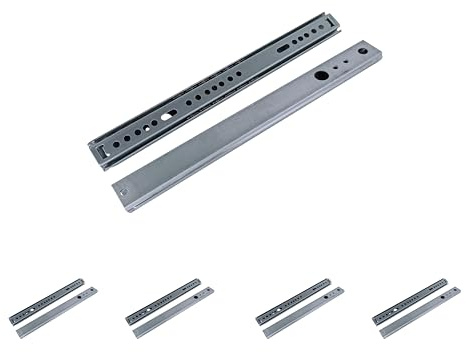M.PASCUAL - Guías correderas para cajón | extracción parcial | Fijación Lateral | ancho 27mm | Carga 10Kg | Cojinetes | HIERRO ZINCADO | Pack 5 Juegos (31 cm)
