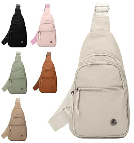 Mayoii Foldie Cross Body Bag Women Water-resistant Sling Bag Women with Wide Strap,Lightweight Foldie Travel Bag Cross Body,Multi-Pocket Crossbody Bags for Women (B-Beige, One Size)