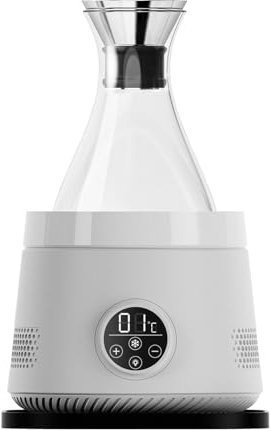XRSMOU 0~20 °C Decantador Eléctrico De Enfriador De Vino, Jarra De Agua De Enfriamiento, con Luz De Atmósfera De 3 Colores, para Café, Té Helado, Limonada, Vino (White)