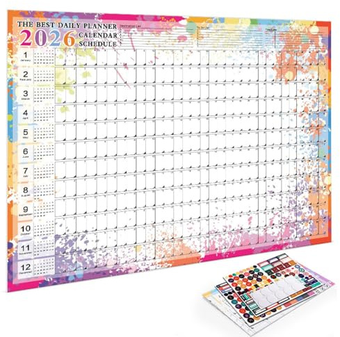 Calendrier 2026 Scolaire XXL 2025/2026, Calendrier Mural, Planificateur Annuel Scolaire, Planificateur Mural avec Semaines, Jours Fériés et Vacances, Calendrier Mural Grand Format, Rétro