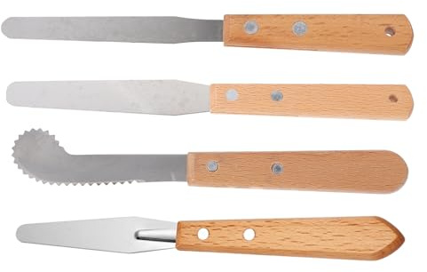 Cabilock 4 Piezas de Herramientas para Tallar Madera y Arcilla Diseño Ergonómico y Mango de Madera para Manualidades y Escultura en Arcilla