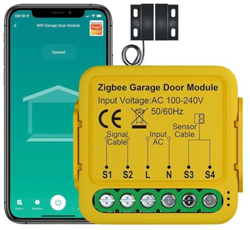 RASTKY Modulo Controller Intelligente per Porta Garage per Apertura/chiusura Remota con Controllo Vocale Compatibile con il Monitor di Sicurezza Domestica del Cellulare Grigio