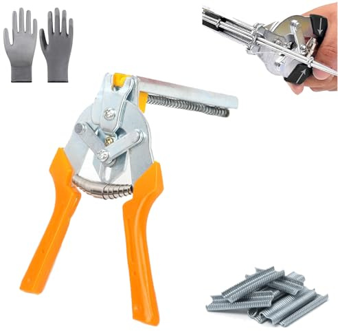 Type M Nail Ring Pliers Kit with 2400 M Clips, Heavy Duty Hog Ring Pliers for Wire Cage Fastening, Poultry Chicken Coop Construction Tool, Fence Repair Hand Tools for Garden Mesh (Pliers+Clips C)