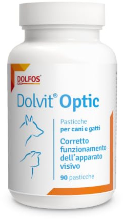 Kosttillskott för hund och katt 90 Dolvit® Optic-tabletter | Ögonhälsotillskott med Lutein, Zeaxantin, karotenoider och vitaminer för hundar och katter