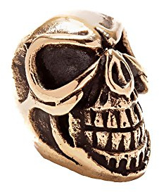 NKlaus Bartschmuck Holz FRISO Totenkopf, Bronze, für Biker Haar, 1 Stück | Breite: 11,4mm; Höhe: 13,8mm; Gewicht: 2,4g; Öffnung: 6,7 x 7,8mm