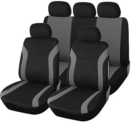 Upgrade4cars Fundas para Coches Asientos Universales Gris Negro | Funda Asiento Coches | Accesorios Interior Universal